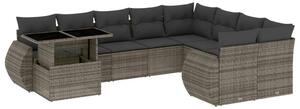 Polyrattan Kerti Ülőgarnitúra - 10 részes - Szürke