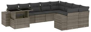 VidaXL Polyrattan Kerti Ülőgarnitúra - 10 részes - Szürke