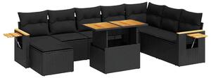 VidaXL 7 részes Kerti Ülőgarnitúra - Polyrattan - Fekete