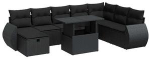 VidaXL Polyrattan Kerti Ülőgarnitúra - 9 részes - Fekete