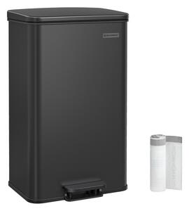 SONGMICS Premium Pedálos Szemetes 40L Acél Szemeteskuka Puha Záródással Fekete