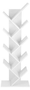 VASAGLE Fa Könyvespolc 8 Szintes Álló Fehér Geometrikus Dizájn