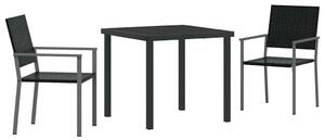 Kert étkező szett 3 pcs Fekete PE Rattan