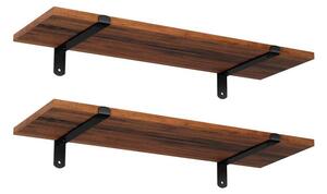 SONGMICS Retro Fali Polc Szett Barna-Fekete MDF 60 cm