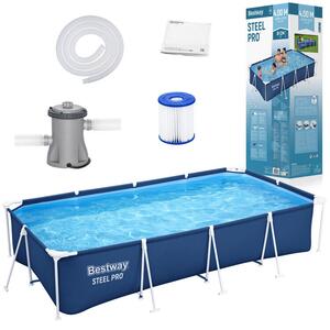 Medence papírszűrős vízforgatóval 400x211x81 cm BESTWAY 56424 Steel Pro