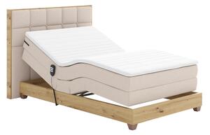 KONDELA Elektromos állítható ágy, boxspring, bézs/artisan tölgy, 120x200, TIANA