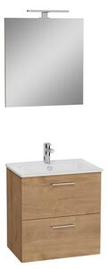 VitrA Mia Fürdőszobabútor szett mosdóval, tükörrel és világítással 59x61x39,5 cm arany tölgy MIASET60D