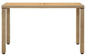 Bézs polyrattan és tömör akácfa kerti asztal 123 x 60 x 74 cm