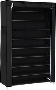 SONGMICS 10 Szintes Cipőtároló Szekrény Porvédő Huzattal Fekete 88 x 28 x 160 cm