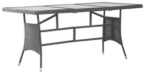 Fekete polyrattan kerti asztal 170 x 80 x 74 cm