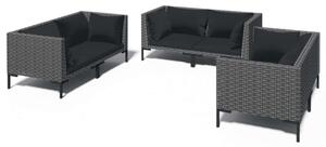 Polyrattan Kerti Bútorszett - 6 részes - Sötétszürke