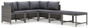 Polyrattan Kerti Ülőgarnitúra - 6 részes - Szürke