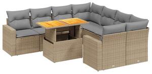VidaXL Polyrattan Kerti Ülőgarnitúra - 9 részes - Bézs