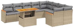 VidaXL Polyrattan Kerti Ülőgarnitúra - 10 részes - Bézs