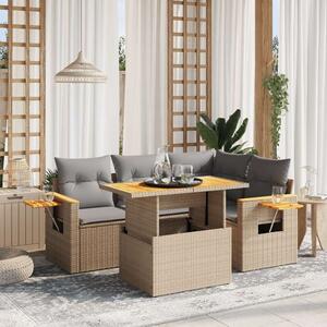 Polyrattan Kerti Ülőgarnitúra - 5 részes - Bézs
