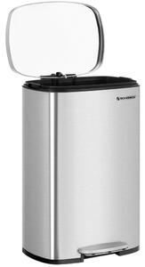 SONGMICS Premium 50L Pedálos Szemetes Rozsdamentes Acél Ezüst