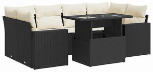 VidaXL Polyrattan Kerti Ülőgarnitúra - 7 részes - Fekete