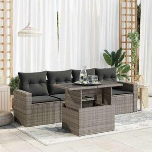 VidaXL 5 részes Szürke Polyrattan Kerti Ülőgarnitúra