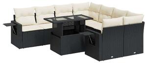 VidaXL Polyrattan Kerti Ülőgarnitúra - 9 részes - Fekete