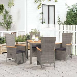 Kertbútor - Polyrattan Étkezőgarnitúra - 5 részes - Szürke