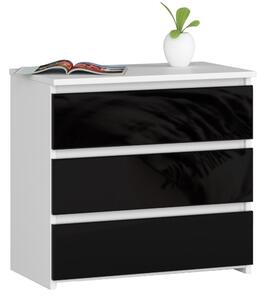 AKORD CL3 Magasfényű Éjjeliszekrény Fehér/Fekete 60 cm