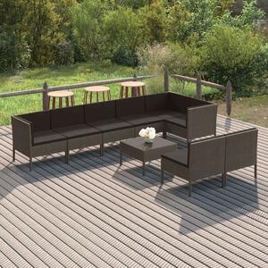 Polyrattan Kerti Ülőgarnitúra - 9 részes - Szürke