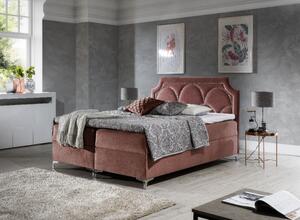 Cassandra luxus ágy 140x200, fakó rózsaszín + TOPPER