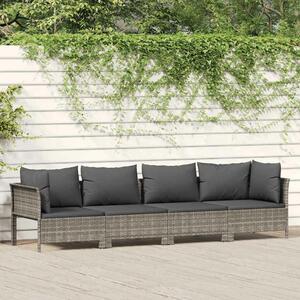 Polyrattan Kerti Ülőgarnitúra - 4 részes - Szürke