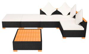 Polyrattan Kerti Bútorszett - 6 részes - Fekete