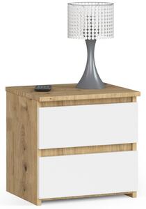AKORD CLP Artisan Éjjeliszekrény Laminált Tölgy-Fehér 2 Fiókos