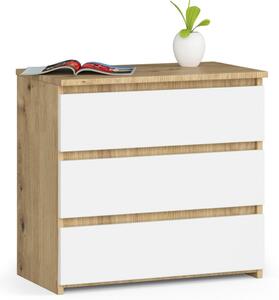 AKORD CLP Artisan Komód 3 Fiókos Laminált Tölgy/Fehér