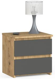 AKORD CLP Artisan Éjjeliszekrény Laminált Tölgy-Szürke Kétfiókos