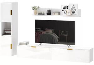 HOMCOM Lebegő TV-állvány nyitható ajtókkal szórakoztatóközpont fali polcszekrény 180 cm, fehér