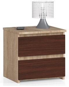 AKORD CLP Éjjeliszekrény Laminált Sonoma Tölgy/Wenge Kétfiókos