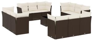 VidaXL 13 részes barna polyrattan kerti ülőgarnitúra párnákkal