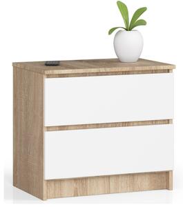 AKORD CLP K60 Komód Laminált Sonoma Tölgy Fehér 2 Fiókos