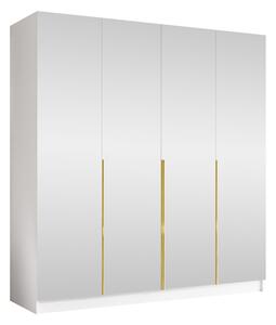 Gardróbszekrény Closico Navor III, Laminált forgácslap, 215x200x58cm, Fehér, Aranysárga