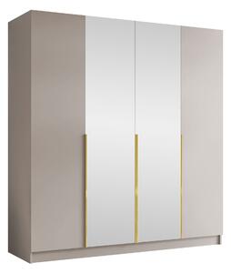 Gardróbszekrény Closico Navor II, Laminált forgácslap, 215x200x58cm, Aranysárga, Kasmír