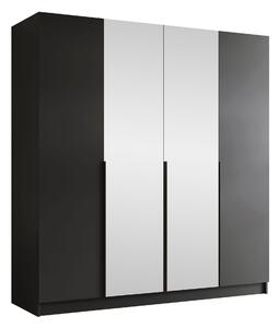 Gardróbszekrény Closico Navor II, Laminált forgácslap, 215x200x58cm, Fekete
