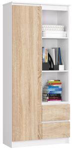 AKORD CLP R11 Irodai Könyvespolc Fehér-Sonoma Tölgy 80 cm Laminált