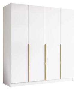 Gardróbszekrény Closico Navor I, Laminált forgácslap, 215x200x58cm, Fehér, Aranysárga