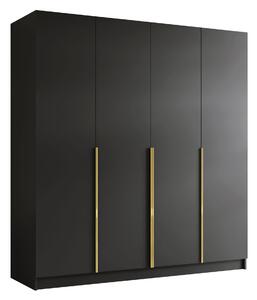 Gardróbszekrény Closico Navor I, Laminált forgácslap, 215x200x58cm, Fekete, Aranysárga