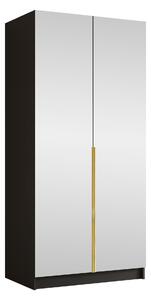 Gardróbszekrény Closico Staton III, Laminált forgácslap, 215x100x58cm, Fekete, Aranysárga