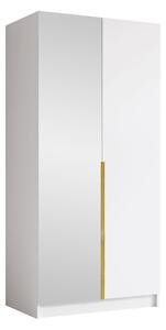Gardróbszekrény Closico Staton II, Laminált forgácslap, 215x100x58cm, Fehér, Aranysárga