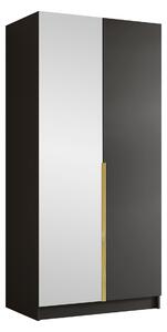 Gardróbszekrény Closico Staton II, Laminált forgácslap, 215x100x58cm, Fekete, Aranysárga