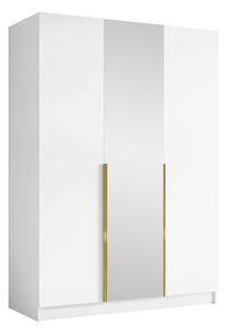 Gardróbszekrény Closico Decoron II, Laminált forgácslap, 215x150x58cm, Fehér, Aranysárga