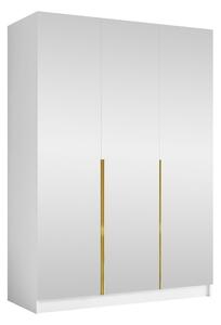 Gardróbszekrény Closico Decoron III, Laminált forgácslap, 215x150x58cm, Fehér, Aranysárga