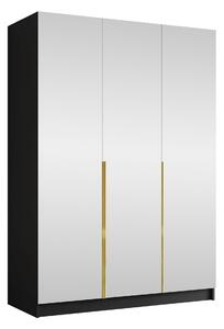 Gardróbszekrény Closico Decoron III, Laminált forgácslap, 215x150x58cm, Fekete, Aranysárga