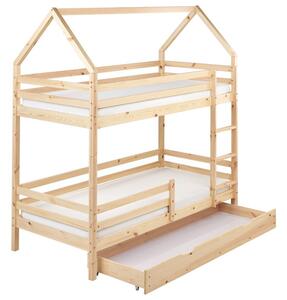 Emeletes ágy fiókokkal Ház Fenyő GIRGOLS 90 x 200 cm Ágyneműtartóval Világosbarna