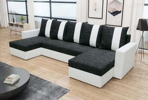 Kényelmes ANGELIKA u-alakú ülőgarnitúra, fekete + fehér